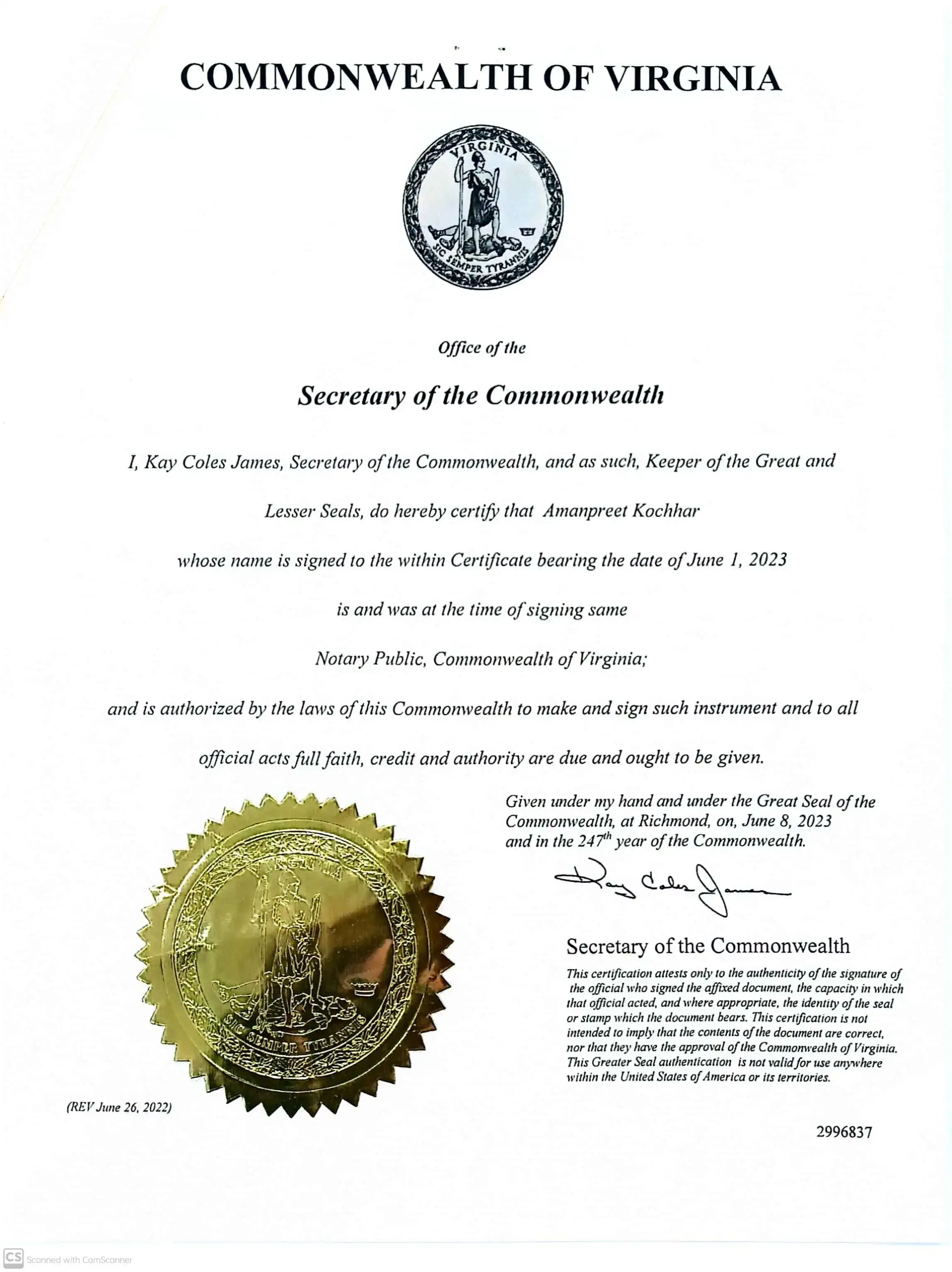 Accreditation certificate 5
