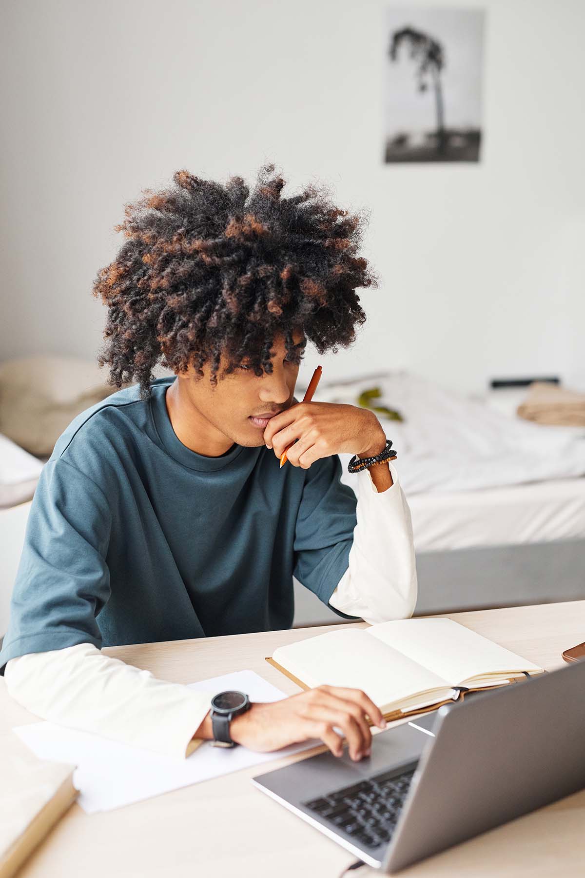 Student studying online
